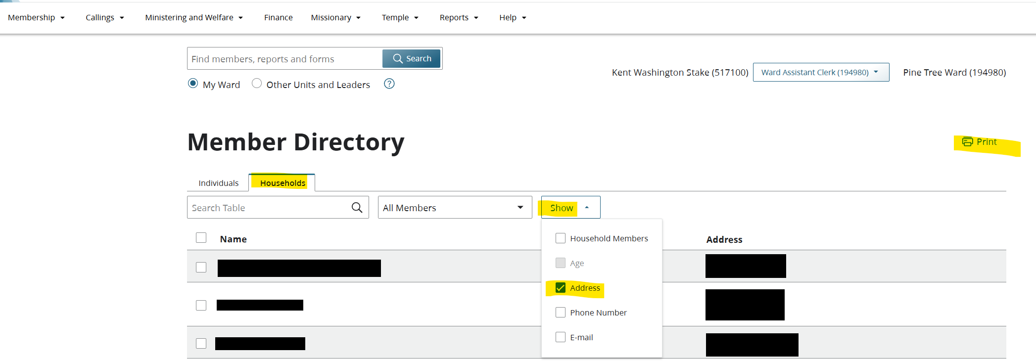 LCR Member Directory screenshot