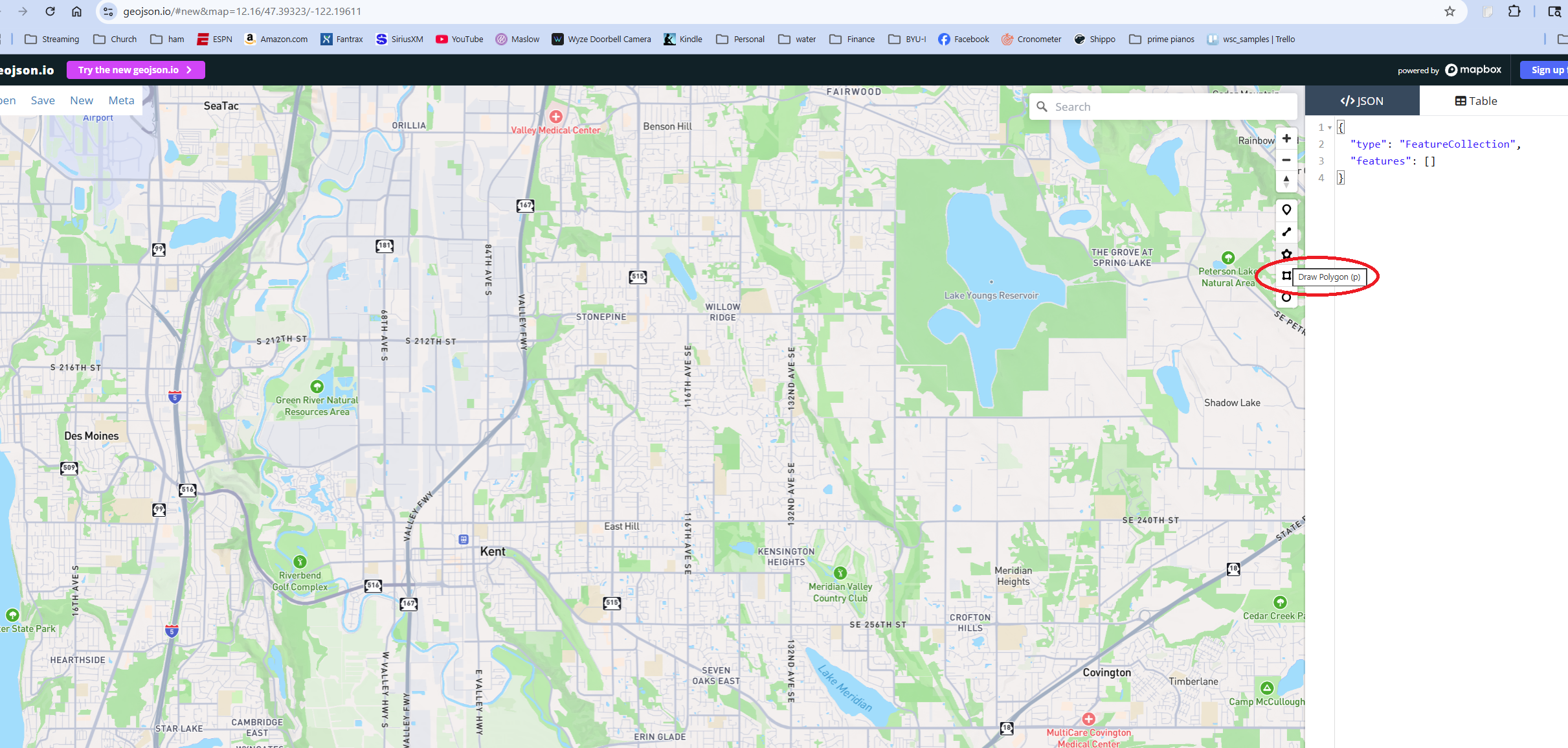 geojson.io Draw Polygon tool in toolbar