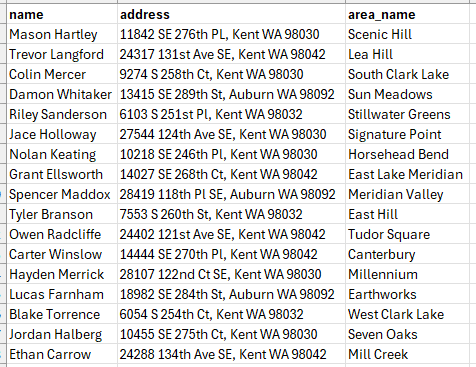 Leaders CSV in Excel